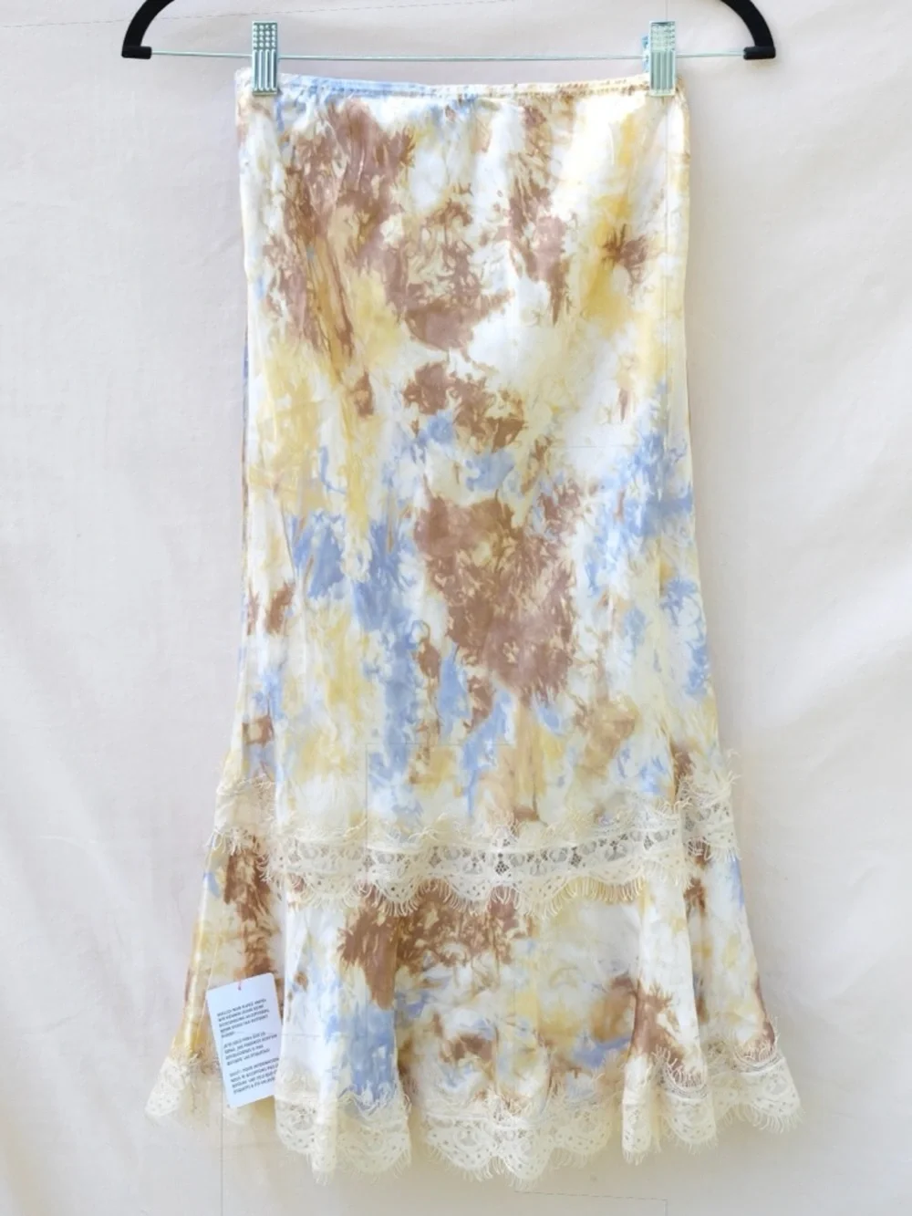 NWT Topshop Tie Dye Satin Midi Skirt Lace‎ Trim 90s Y2K Size 6